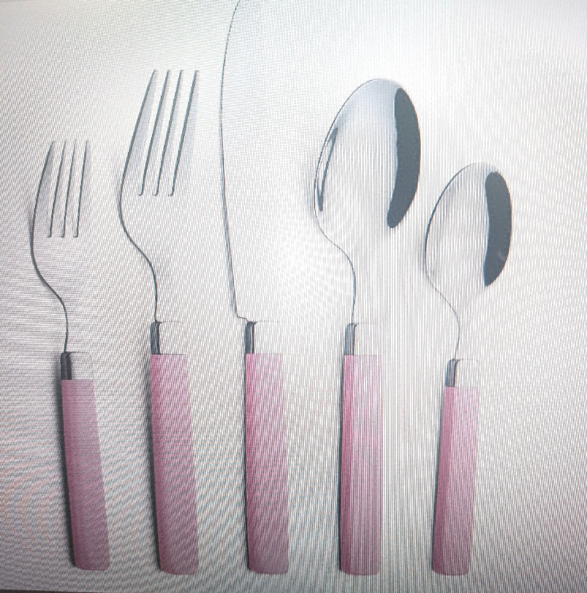 20 teiliges Edelstahl Besteck Set farbige Griffe 4 Menuegabeln Besteckset Edelsstahl