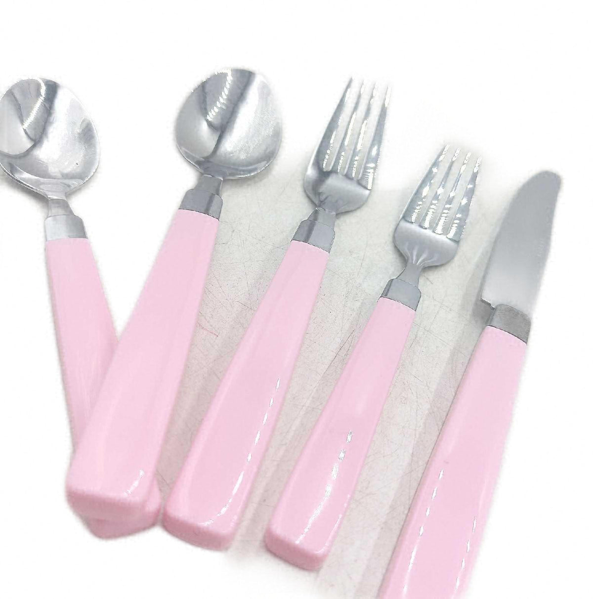 20 teiliges Edelstahl Besteck Set farbige Griffe 4 Menuegabeln Besteckset Edelsstahl