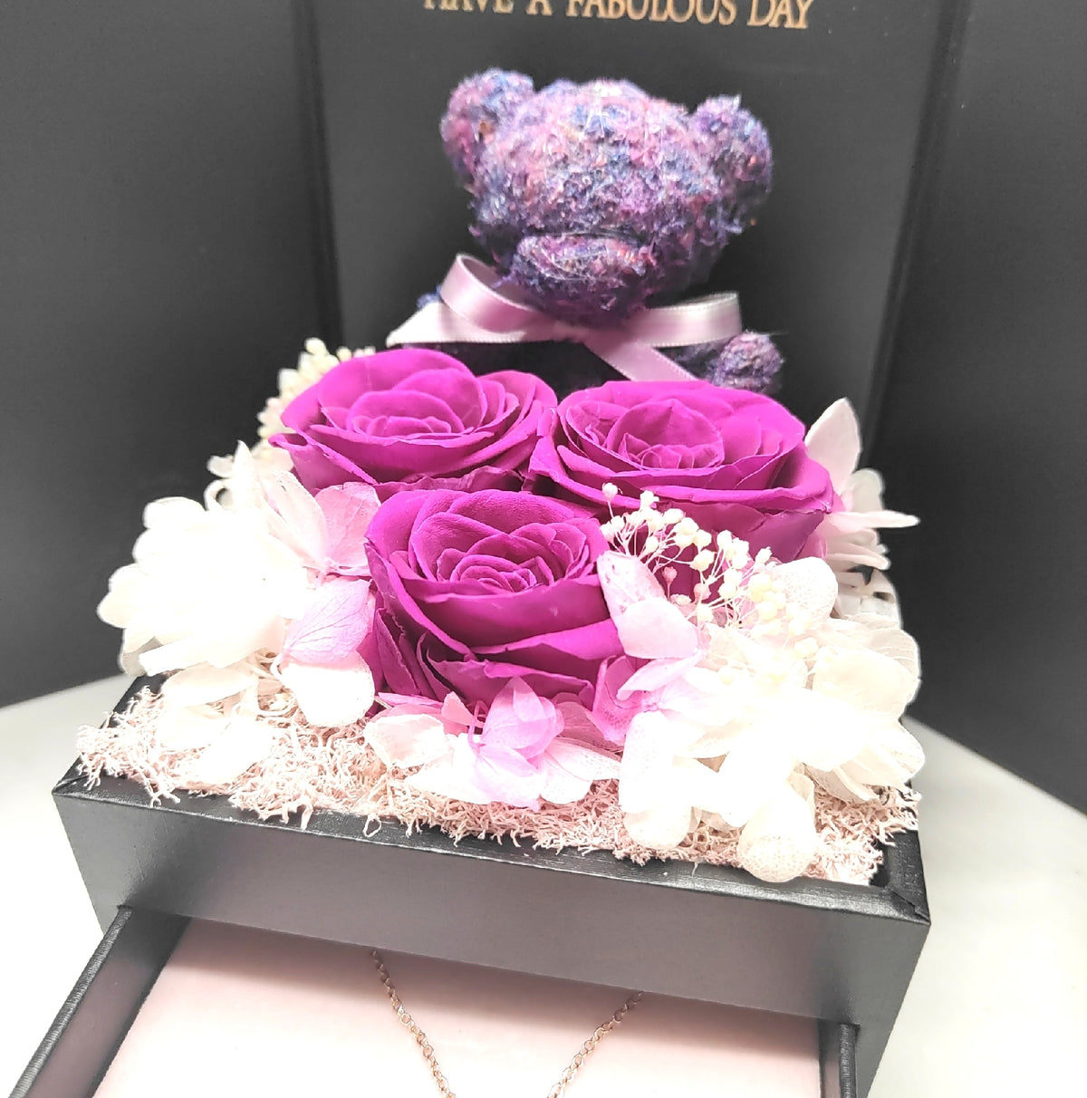 ADDWel ewige Rose Geschenkbox mit Kette Ich liebe Dich in 100 Sprachen