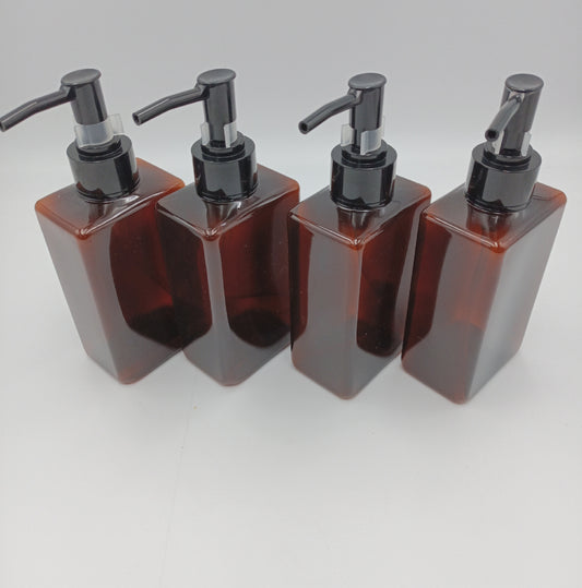Braun Seifenspender Set Badaccessoires 4er Set 300ml Kunststoff langlebig praktisch flexibel für Dusche