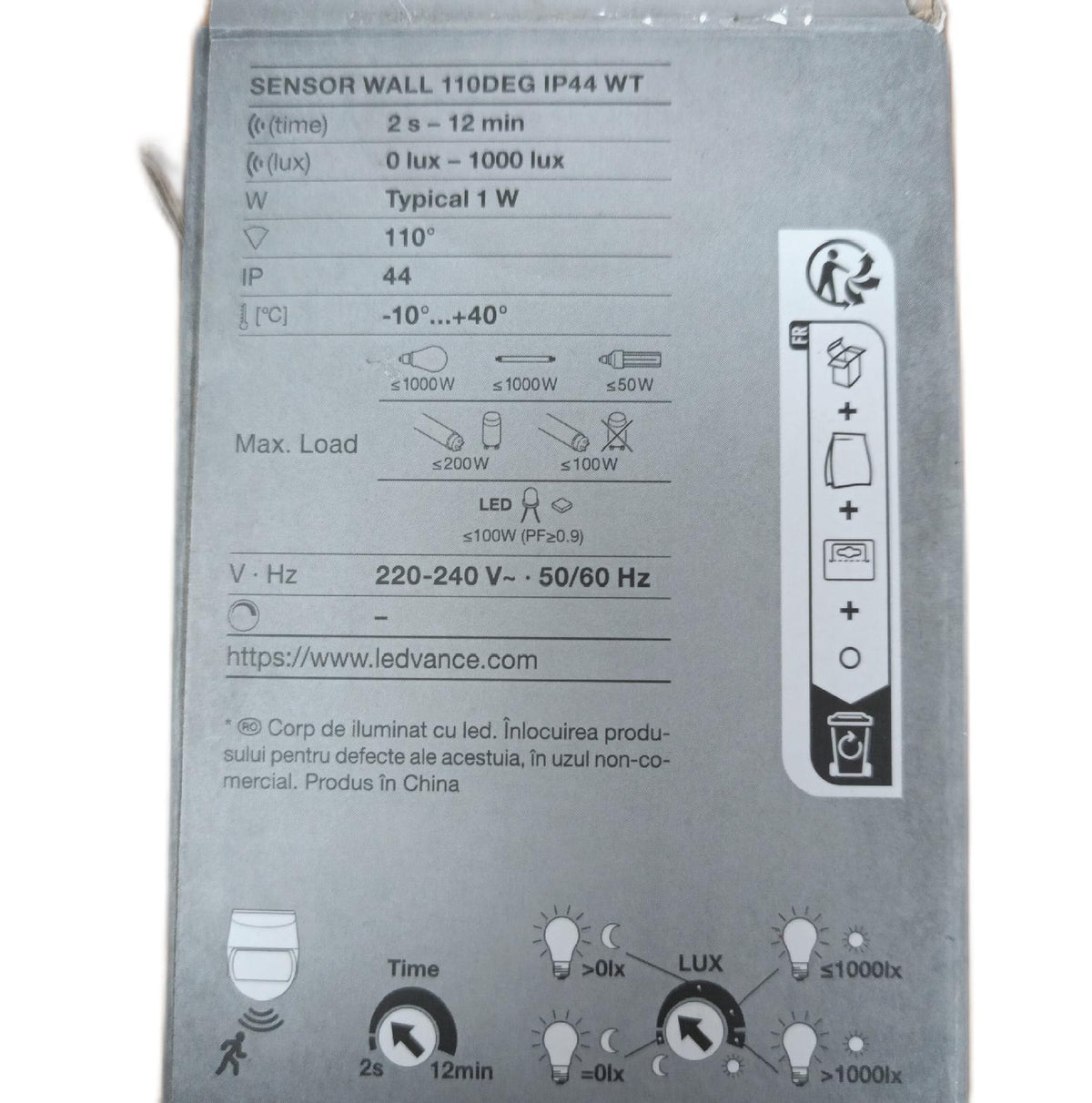 Ledvance Sensor für Wandmontage  110 Grad Erfassungsradius  IP44 Schutzklasse  Weiß  SENSOR WALL  4058075244733  Weiss