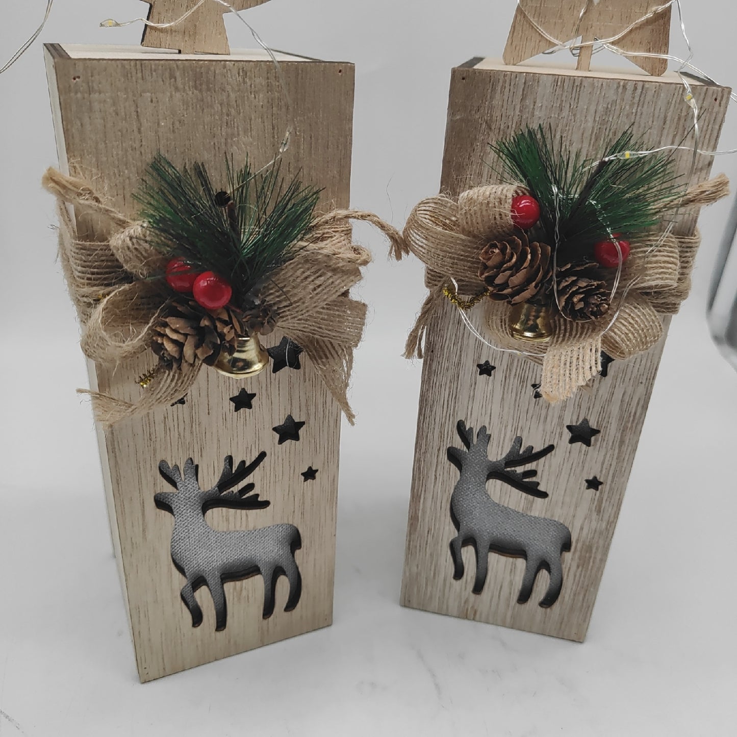 NUPTIO Weihnachtsdeko Holzdekoration Dekoration 30cm Höhe LED festlich Set