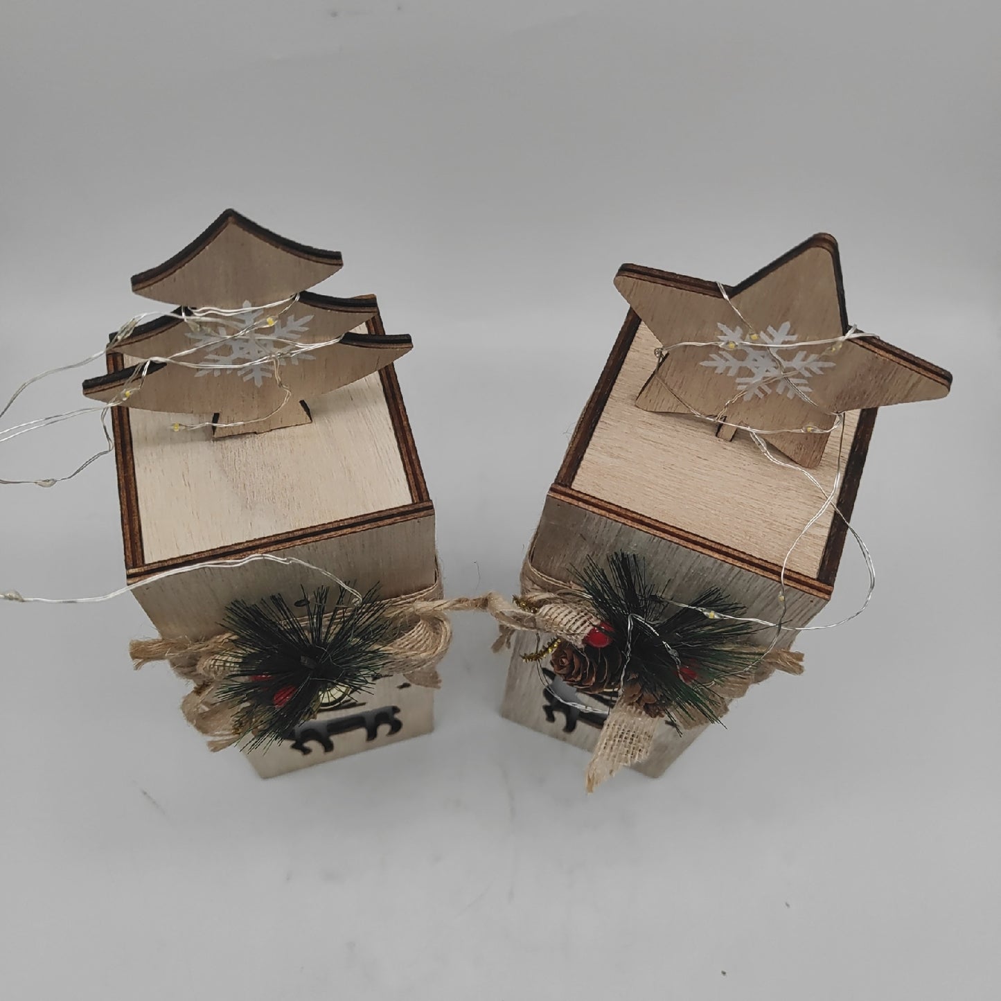 NUPTIO Weihnachtsdeko Holzdekoration Dekoration 30cm Höhe LED festlich Set