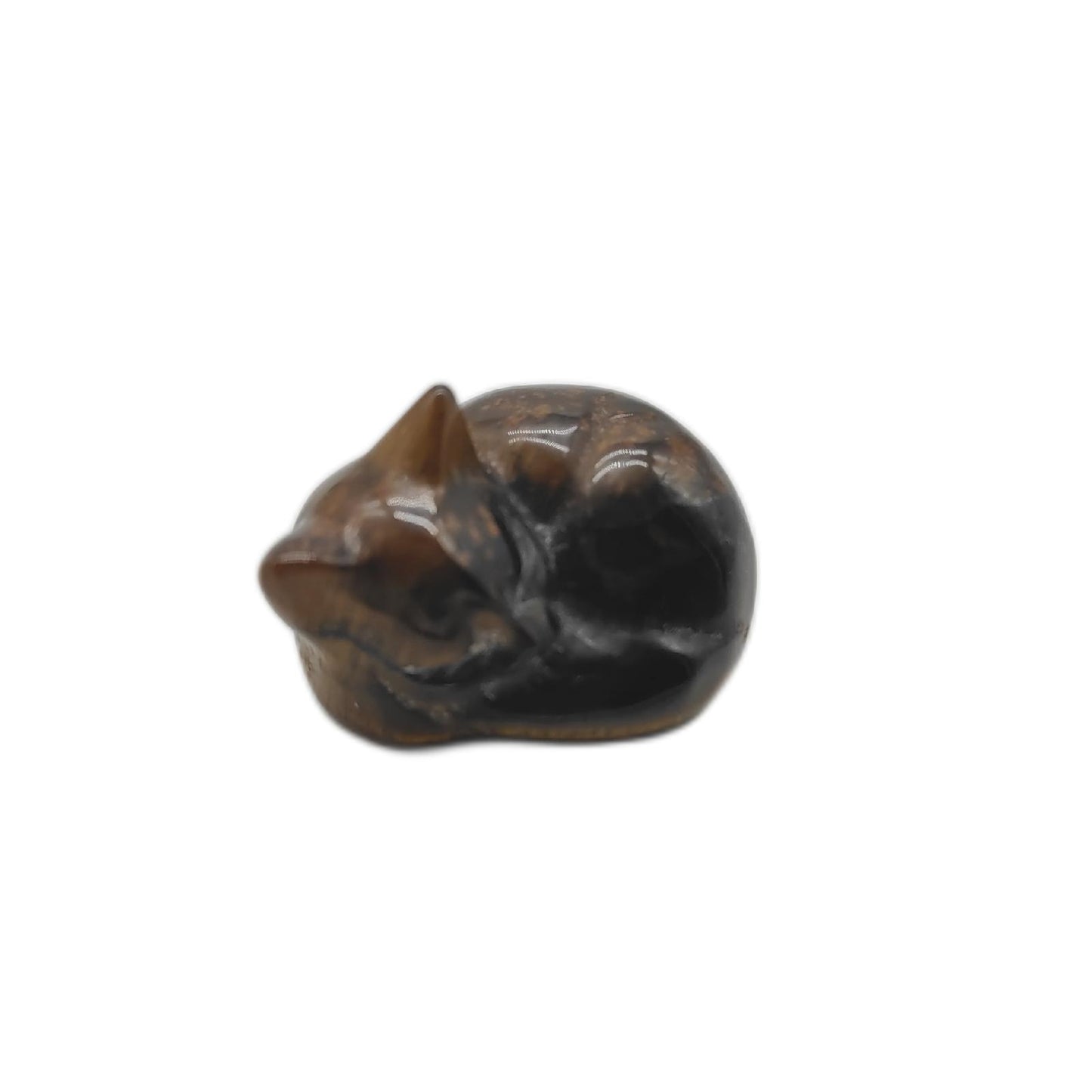 JSDDE Kristallfigur Deko Schlafende Katze Sammlerobjekt Tigerauge Edelstein Dek