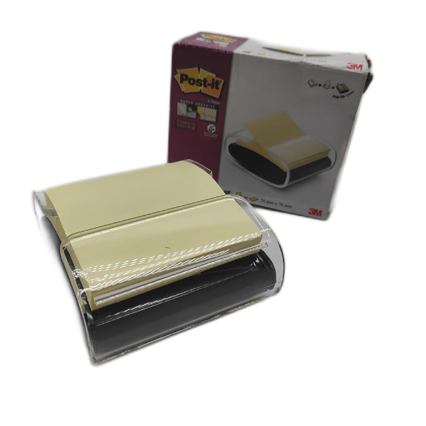 Post it Abroller Bürobedarf Z Notes PRO Schwarz Super Sticky Haftnotizen Gelb 76 mm x