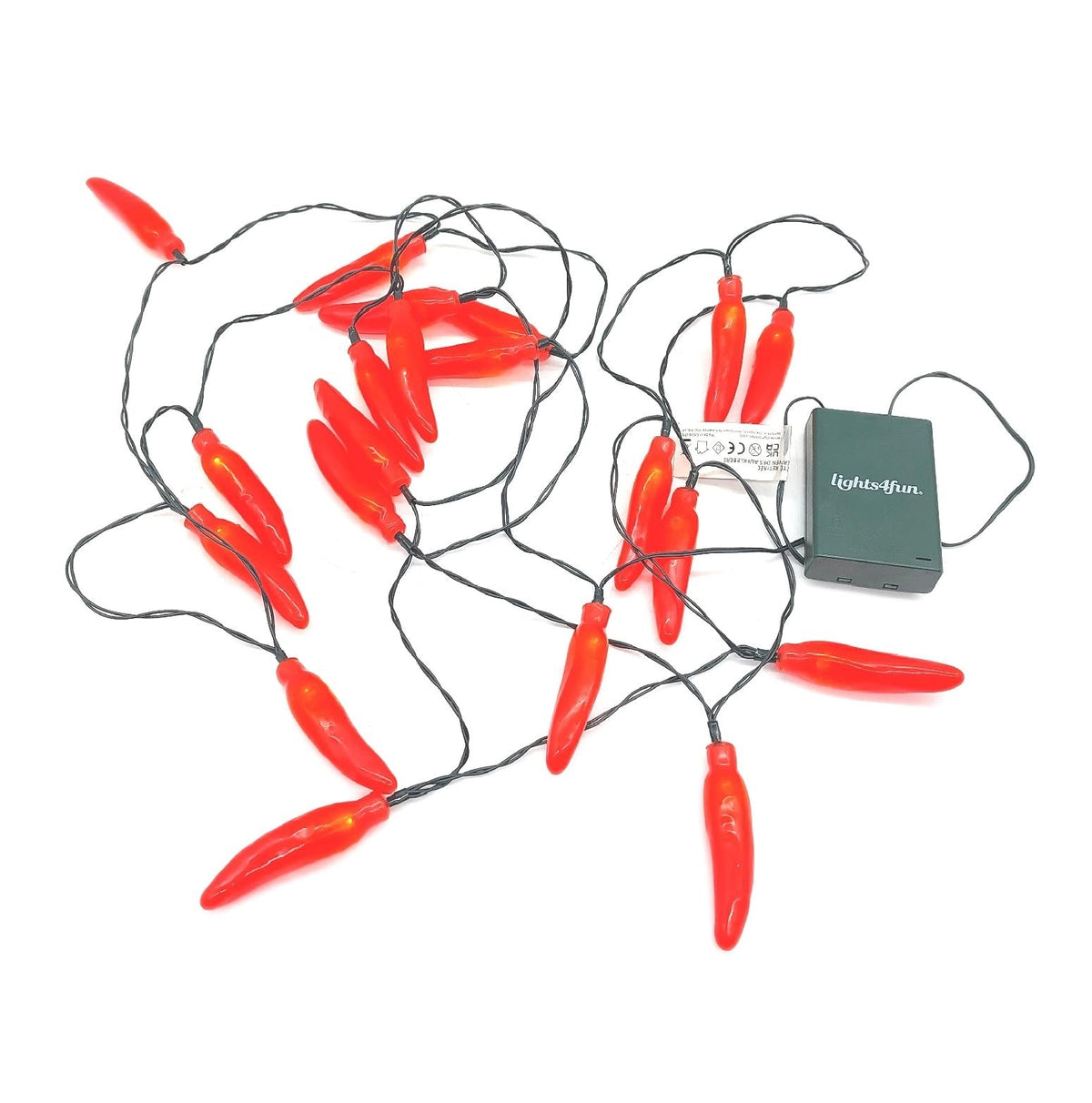 Lights4fun Lichterkette Beleuchtung Innenbeleuchtung 20er LED Chilli rot batter