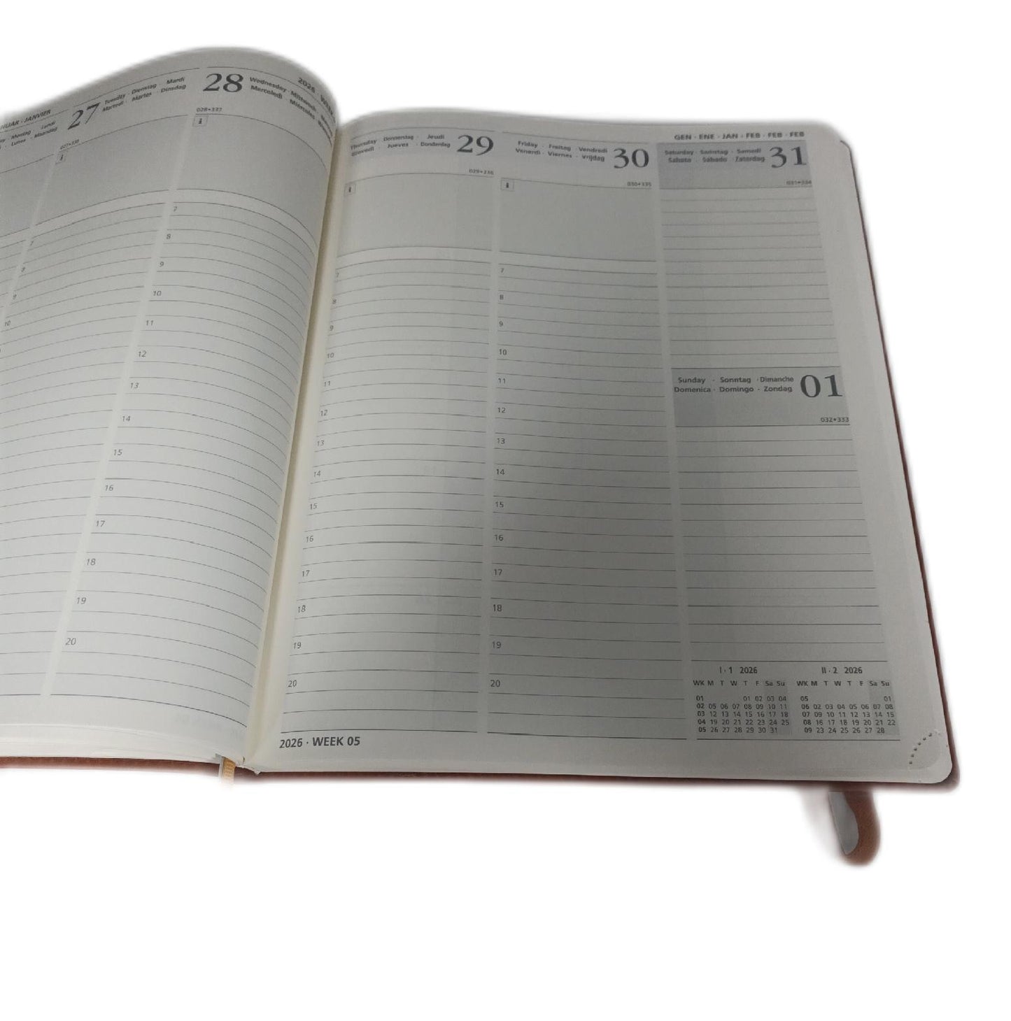 Poprun Kalender Wochenplaner Büro 2025 2026 Softcover PU Leder Terminplanung Organizer