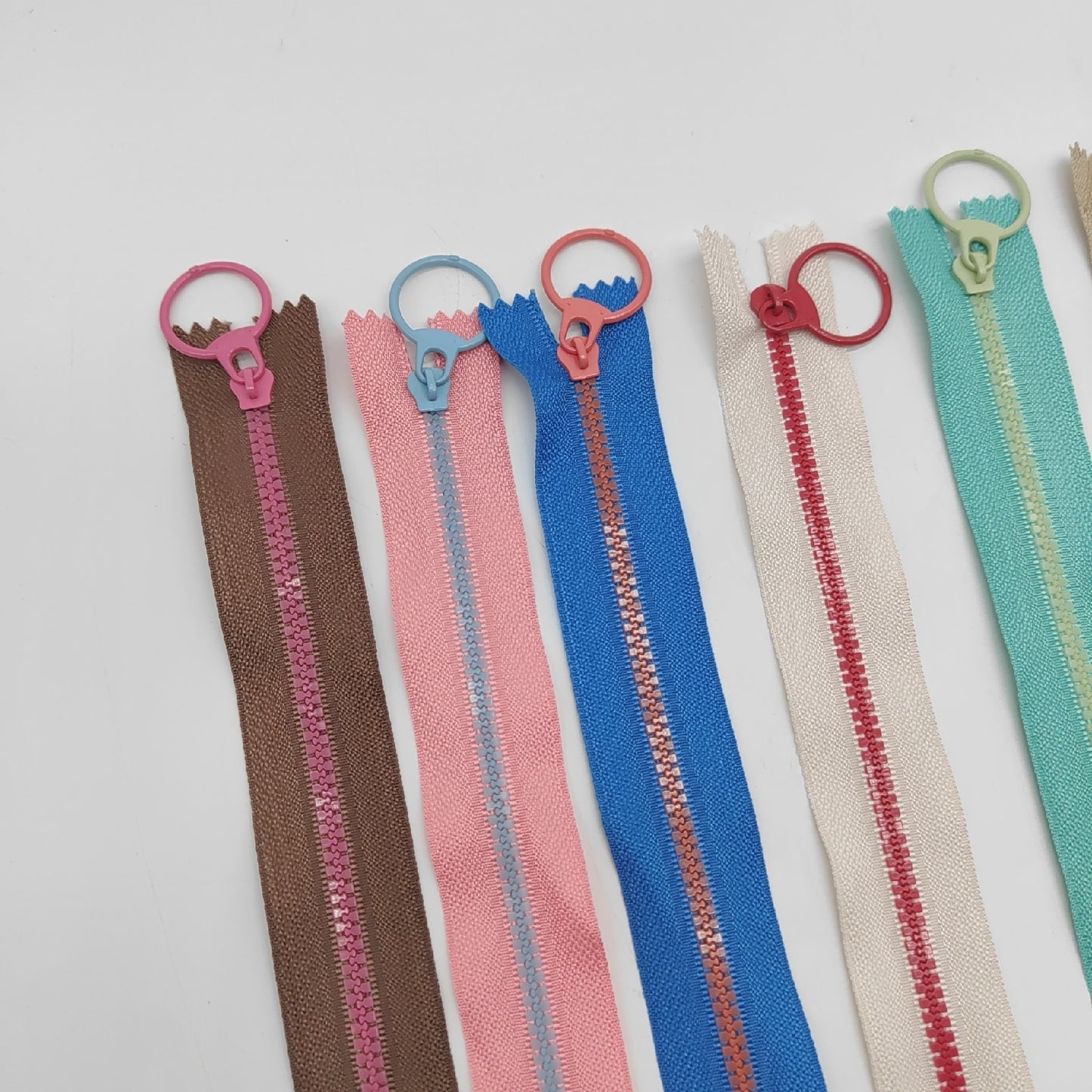 Harz Reißverschluss Set Nähzubehör 20cm Bunte Metall Ringe Unsicht