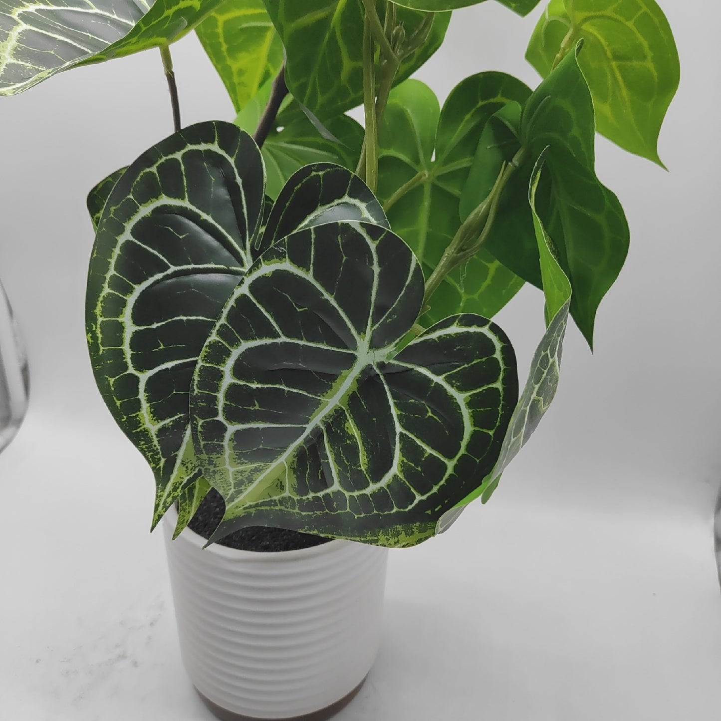 Anthurium Kunstpflanze Wohnaccessoires Crystallinum Dekoration 55CM Wie Echt