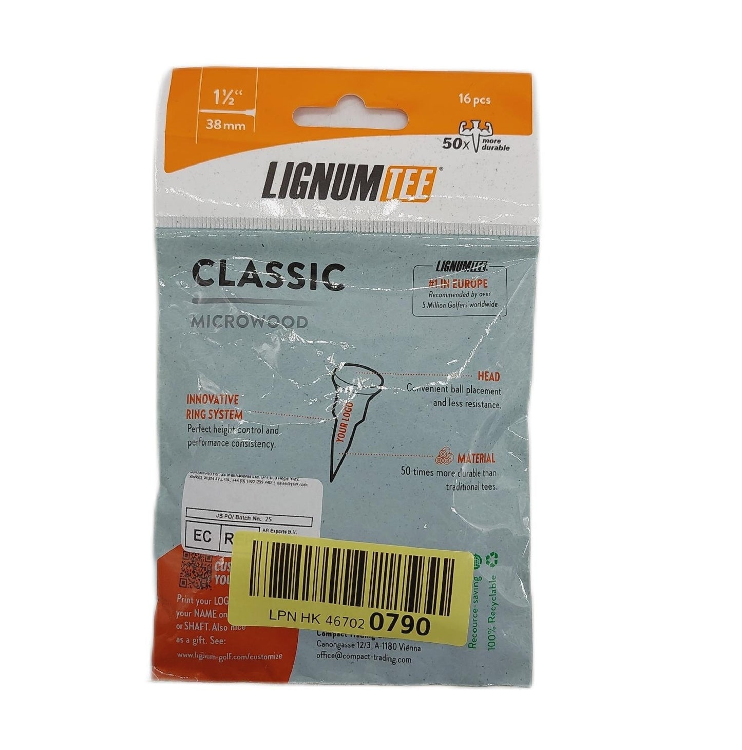 LIGNUM T Shirts Bekleidung 38MM Pack 16 Golf Freizeit Unisex Neon Mix