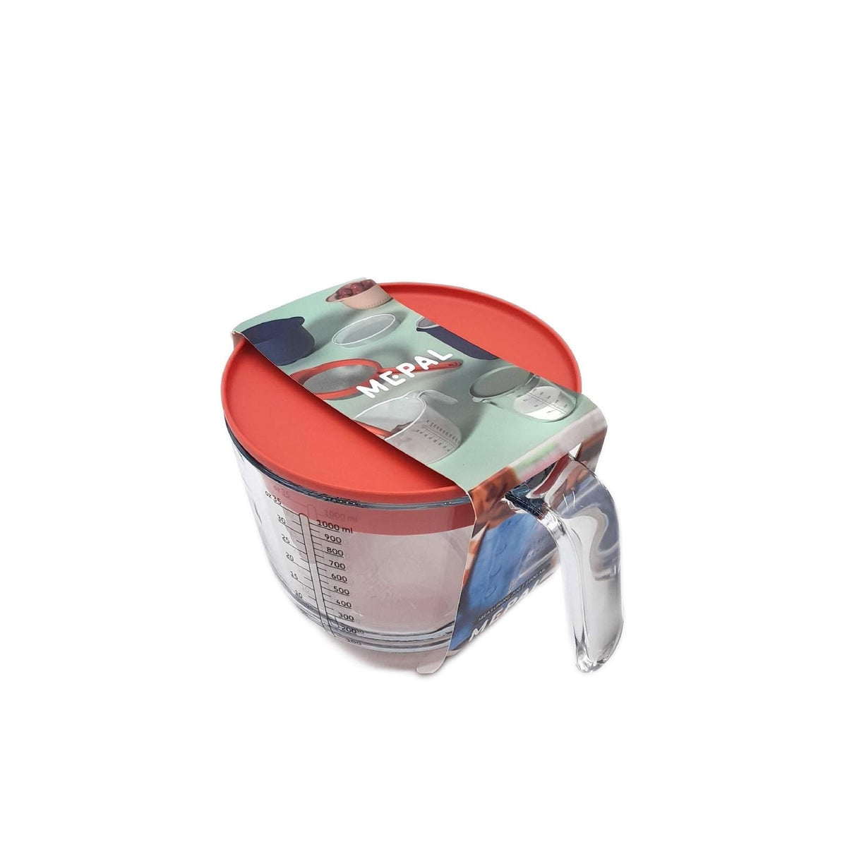 Mepal Glas Messbecher Chef it 1 Liter mit Deckel Coral leicht ablesbar