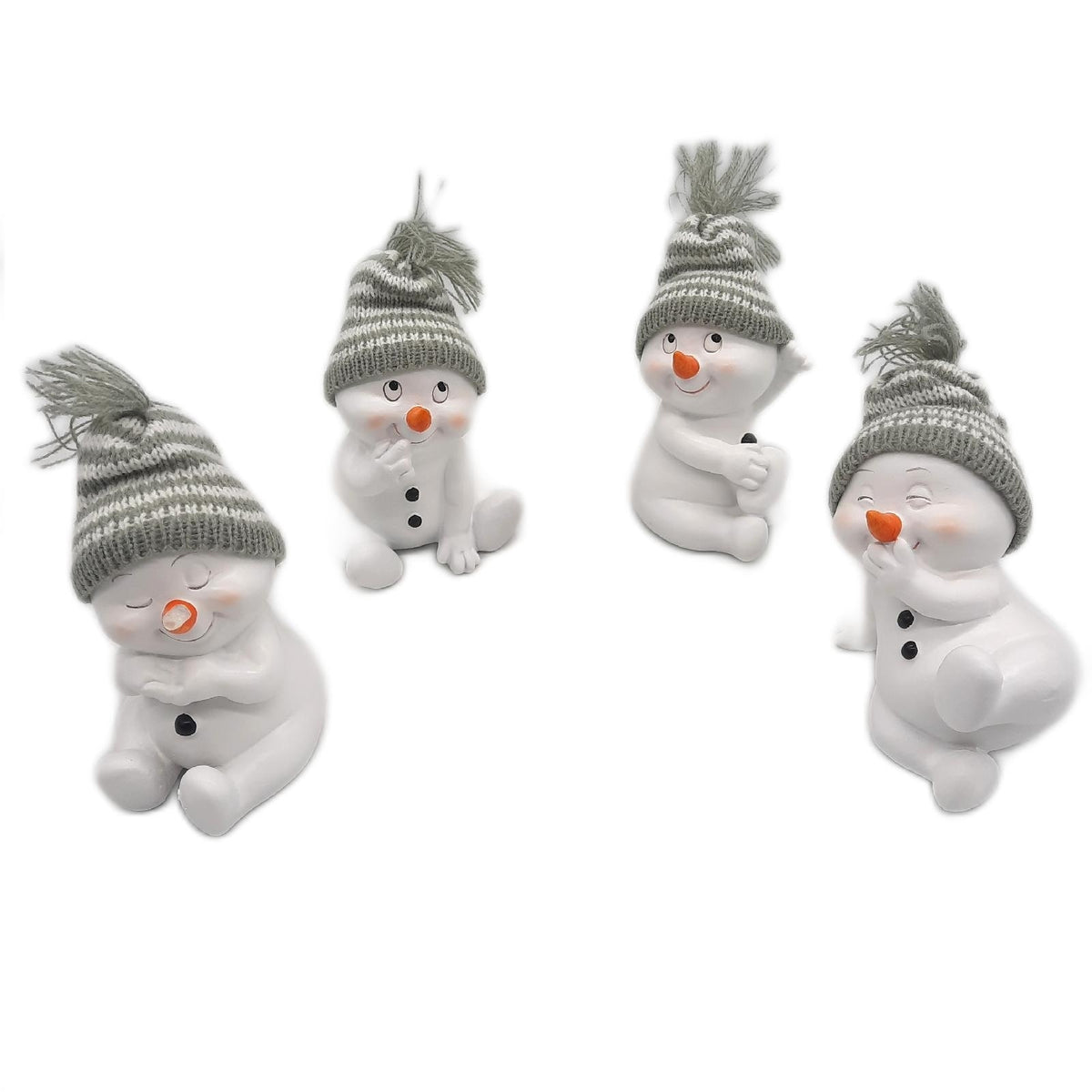 khevga Weihnachtsdeko Deko-Figuren Schneemann grau im 4er Maße - Unvollständig