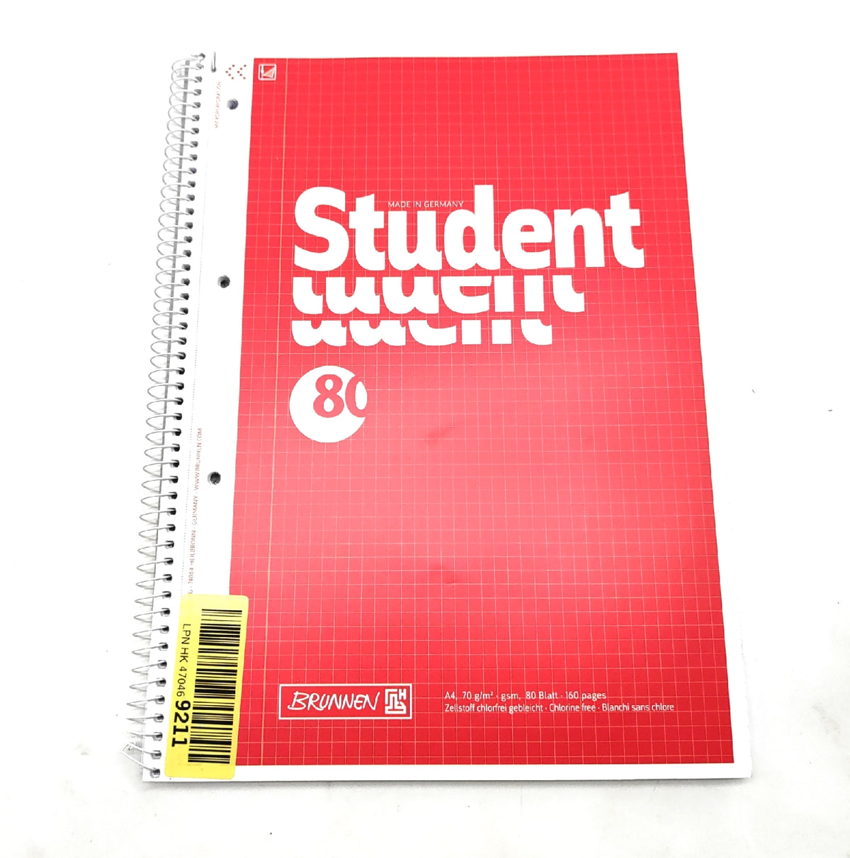 Brunnen 1067942 Student Collegeblock A4 kariert 80 Blatt 70 g/m²