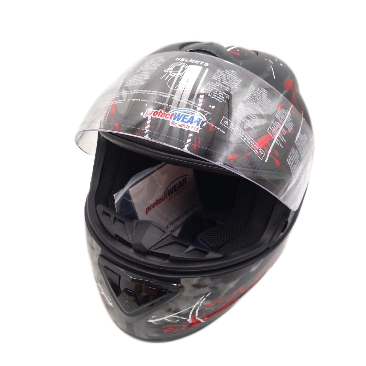 protectWEAR Motorradhelm FS 801 99R schwarzrot Gr.L Motorrad Motorrad