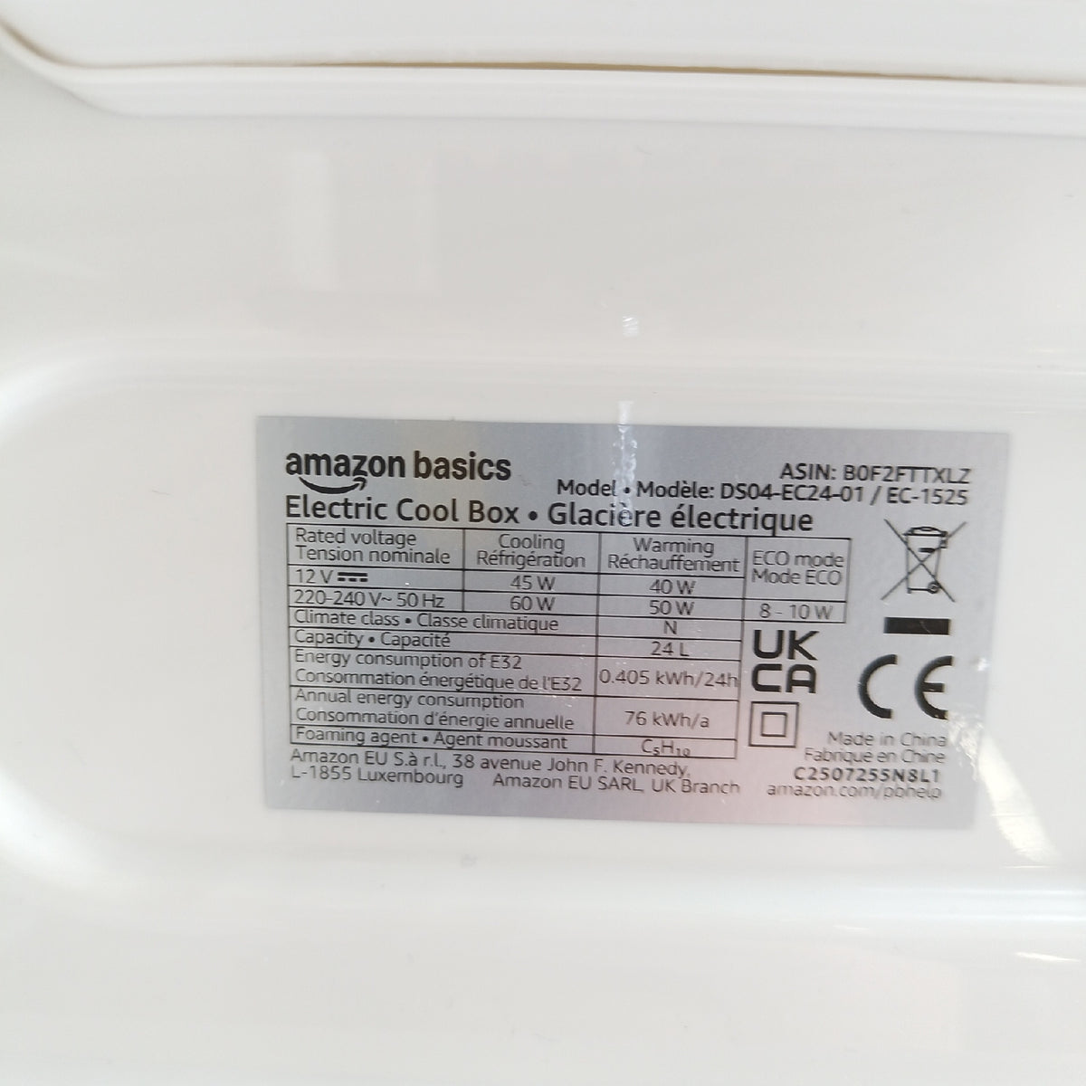 Amazon Basics Elektrische Kühlbox mit Kühl und Wärmefunktion 12 V DC 230 V AC