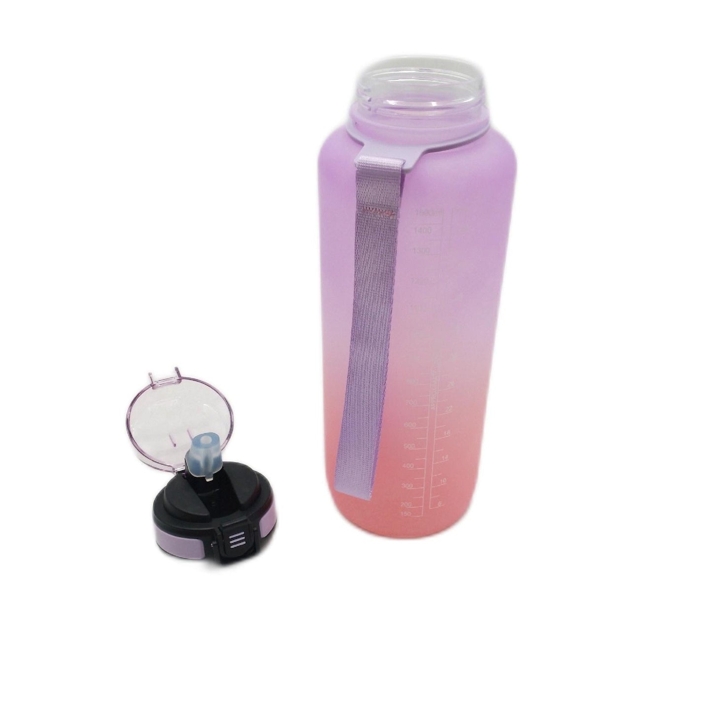 Sport Wasserflasche Trinkflaschen 1500 ml mit Strohhalm Sportlich Leicht