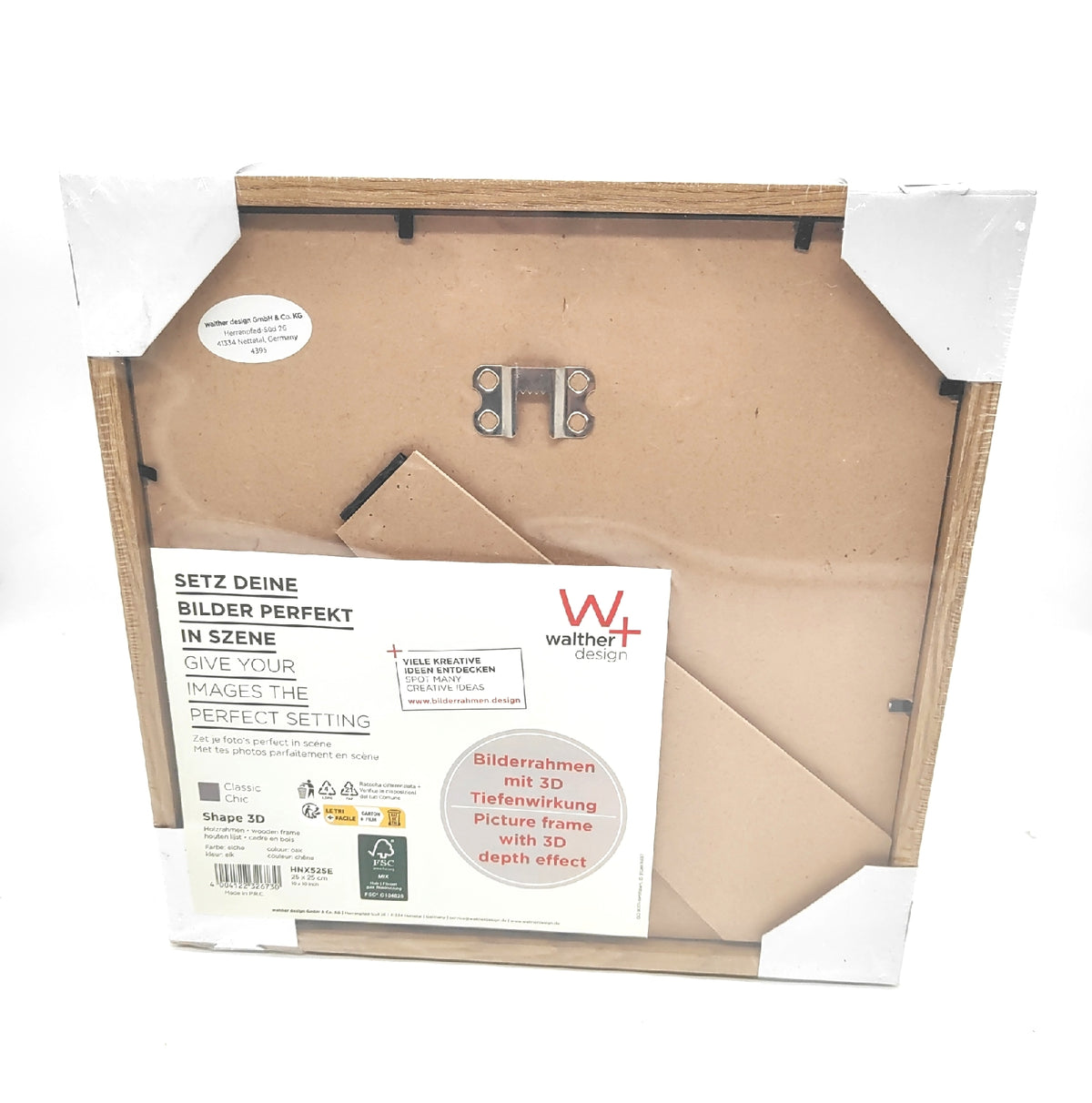Walther design Bilderrahmen Shape 3D FSC Holzrahmen 25x25 cm Eiche Natur Home