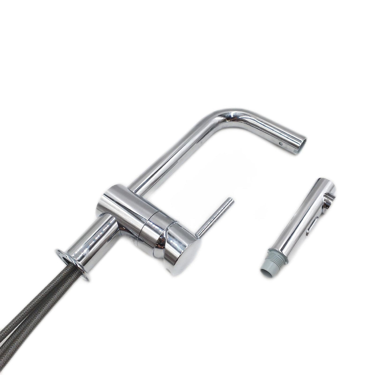 Grohe Minta Küchenarmatur Einhand Spültischbatterie mit herausziehbarer Brause weiß chrom