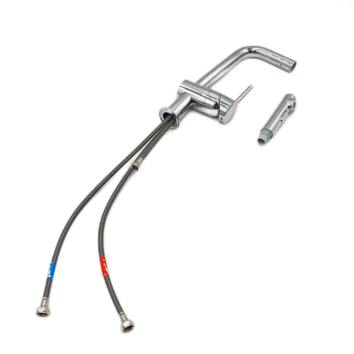 Grohe Minta Küchenarmatur Einhand Spültischbatterie mit herausziehbarer Brause weiß chrom
