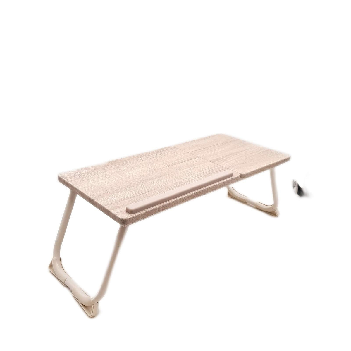MEUBLE Cosy Laptoptisch Frühstückstablett Höhenverstellbar Betttisch Laptopständer mit klappbaren Beinen für Sofa und Bett, Naturfarben + Weiß, 65x30x27.5cm