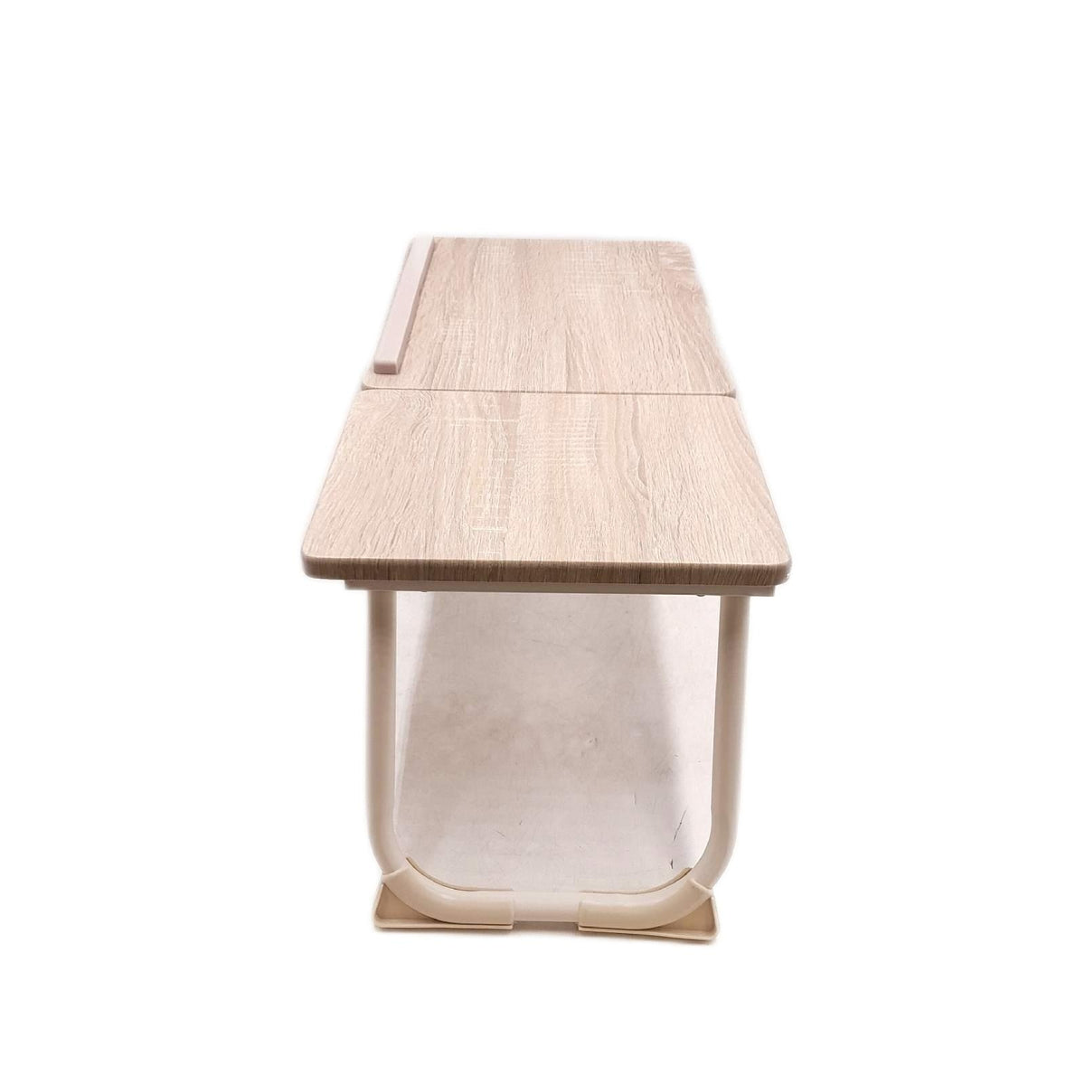 MEUBLE Cosy Laptoptisch Frühstückstablett Höhenverstellbar Betttisch Laptopständer mit klappbaren Beinen für Sofa und Bett, Naturfarben + Weiß, 65x30x27.5cm