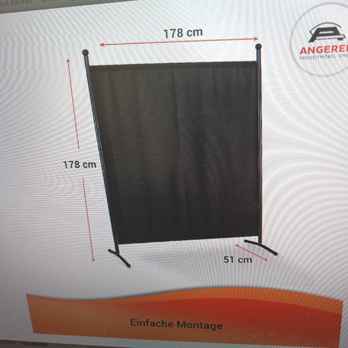 Angerer Stellwand Sicht Sonnenschutz Raumtrenner 178 x 178 cm dunkelgrau