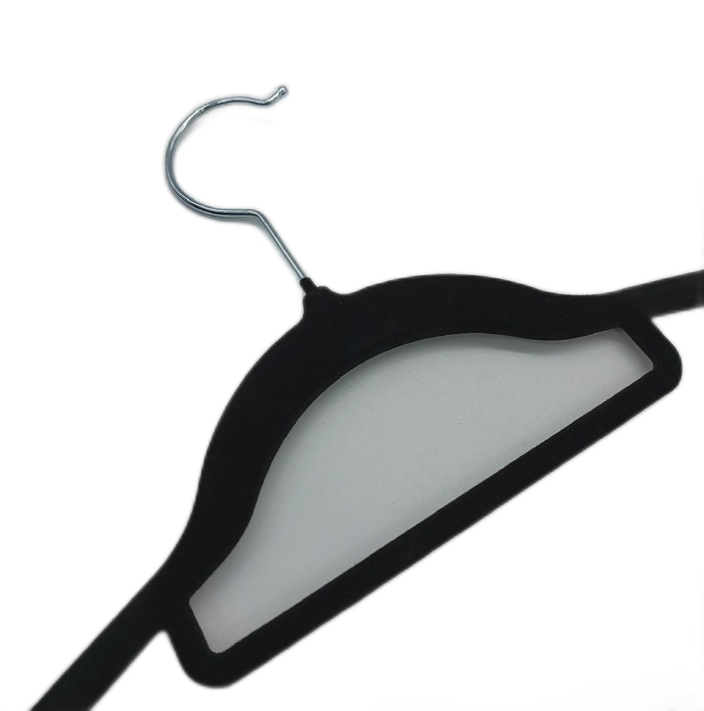 PORTENTUM Velours Kleiderbügel 50er Set Schwarz. Zubehörhalter Haken