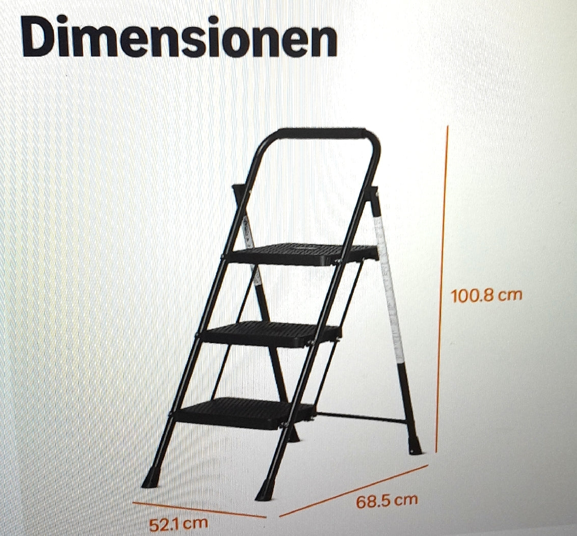 Amazon Basics Klapptritt 3 Stufen Stahlkonstruktion Rutschfesten Füßen Maximale