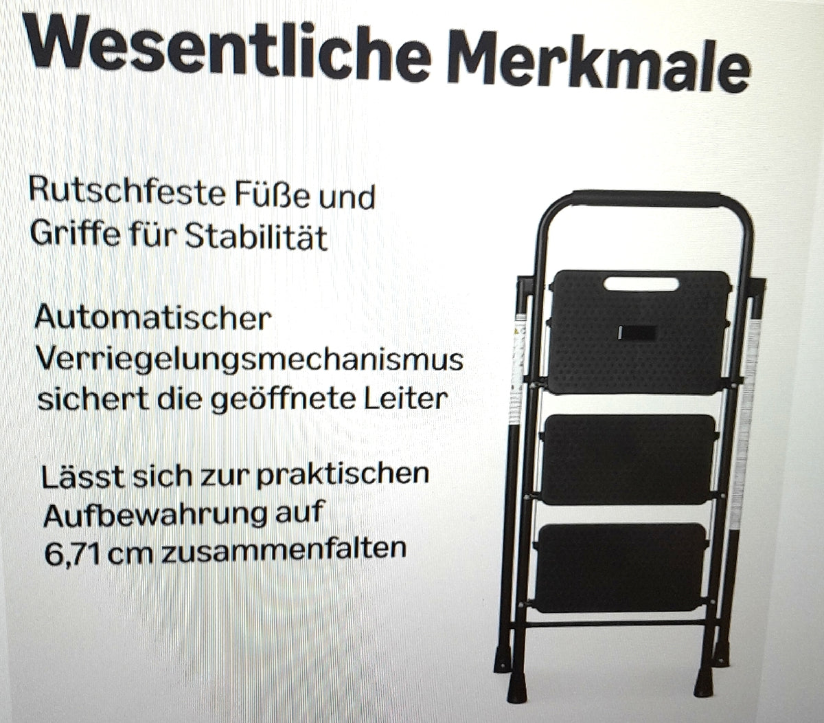 Amazon Basics Klapptritt 3 Stufen Stahlkonstruktion Rutschfesten Füßen Maximale