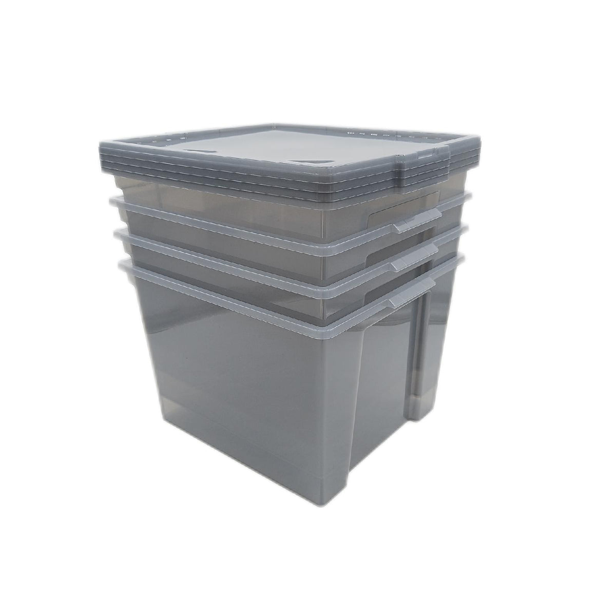 Iris Ohyama Aufbewahrungsbox 30L Grau Plastik 4 Stück mit Deck