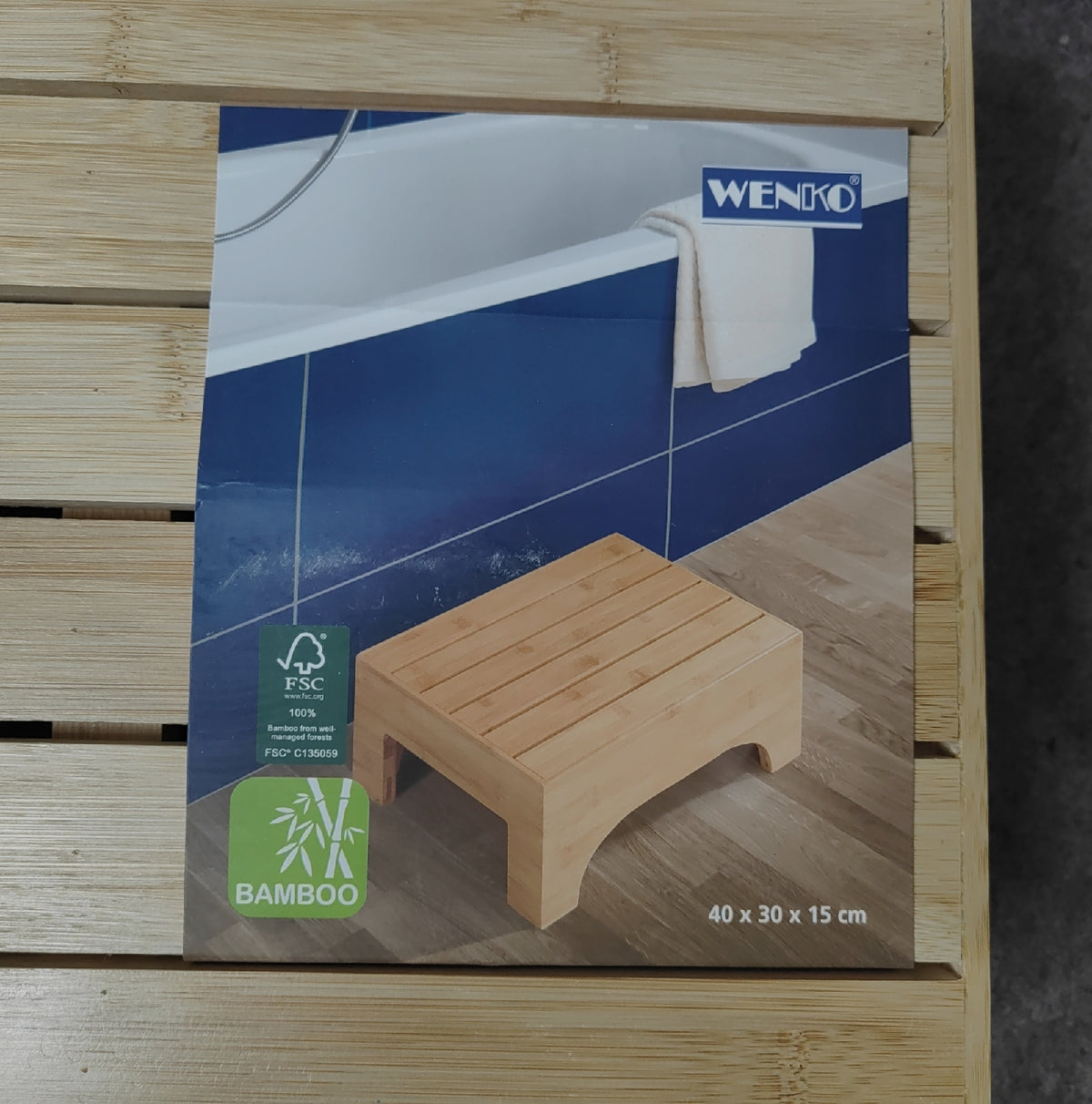Wenko Badezimmerhocker Trittleiter Badmöbel Bambusa Bambus Design Naturholz