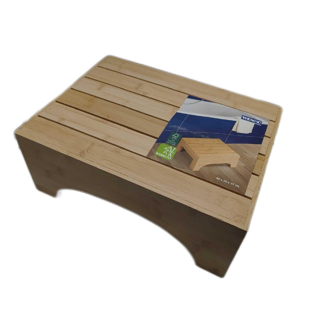 Wenko Badezimmerhocker Trittleiter Badmöbel Bambusa Bambus Design Naturholz