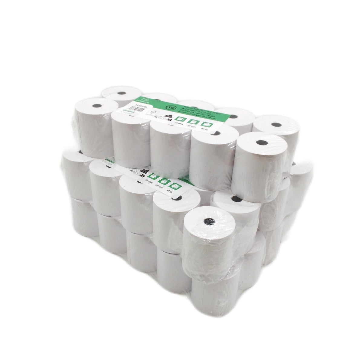 Exacompta 7670120V 50er Pack Kassenrollen, 1-lagig Offsetholzfrei standard, Breite: 76mm, Länge 40m, Durchmesser Kern 12mm, 60g/m², extra-weiß für Kassen Kassenrolle