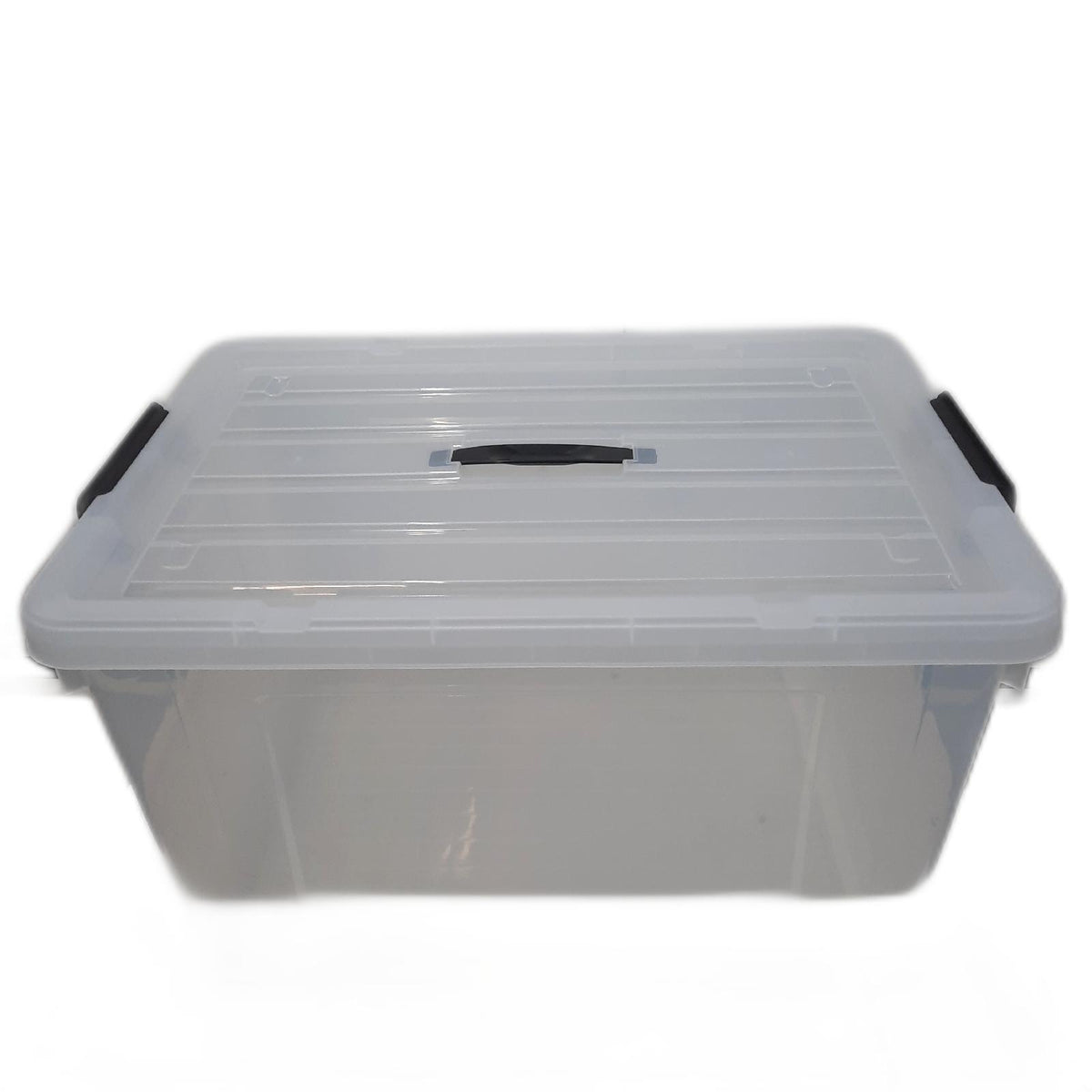 SpaceXpert Aufbewahrungsboxen, Lagerboxen, Tragefähige Kunststoffboxen mit Griff, Stapelfähiger Organisationsbehälter für Schlafzimmer, Unrat, Schule, Transparent, 90L (4er Set)