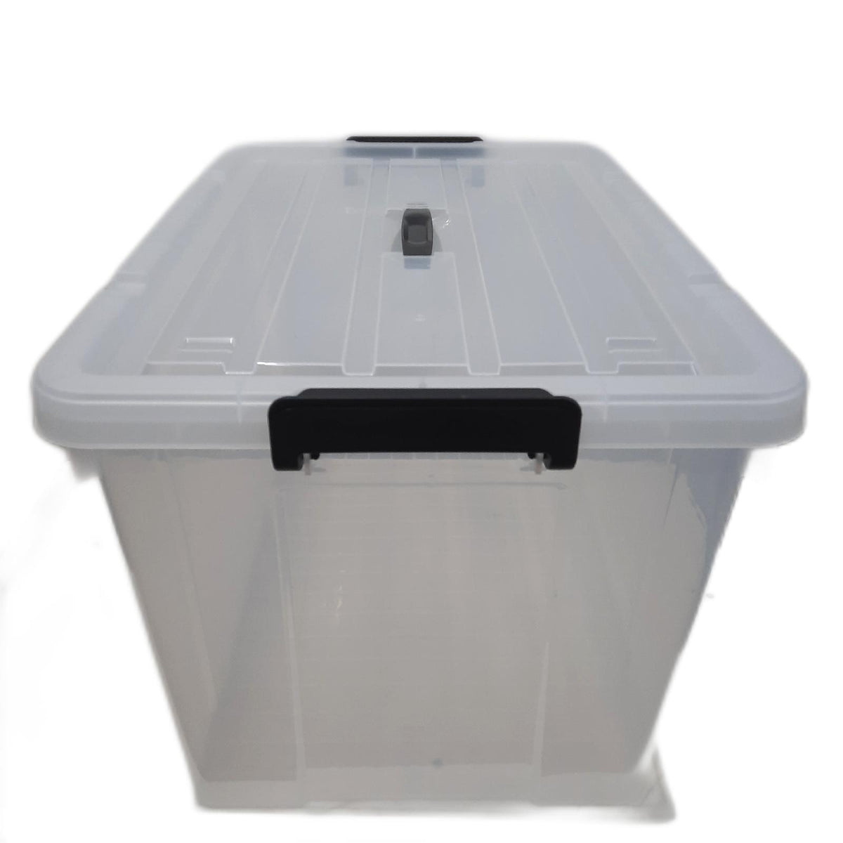 SpaceXpert Aufbewahrungsboxen, Lagerboxen, Tragefähige Kunststoffboxen mit Griff, Stapelfähiger Organisationsbehälter für Schlafzimmer, Unrat, Schule, Transparent, 90L (4er Set)