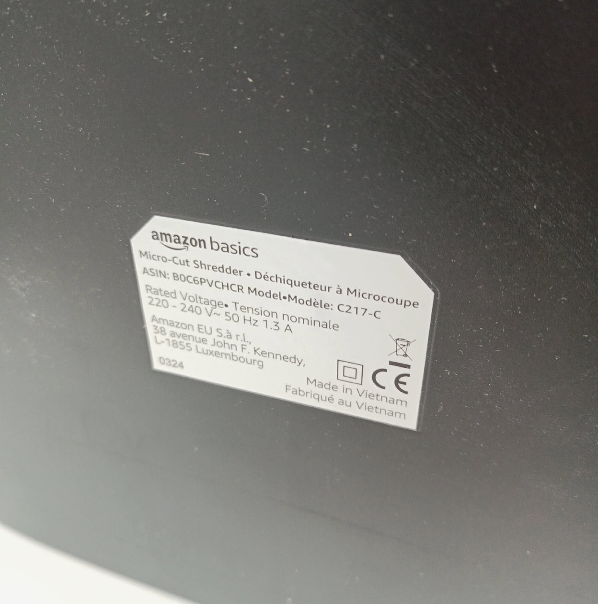 Amazon Basics Mikroschnitt Aktenvernichter 8 Blatt Papier CD Karten Getriebe blockiert