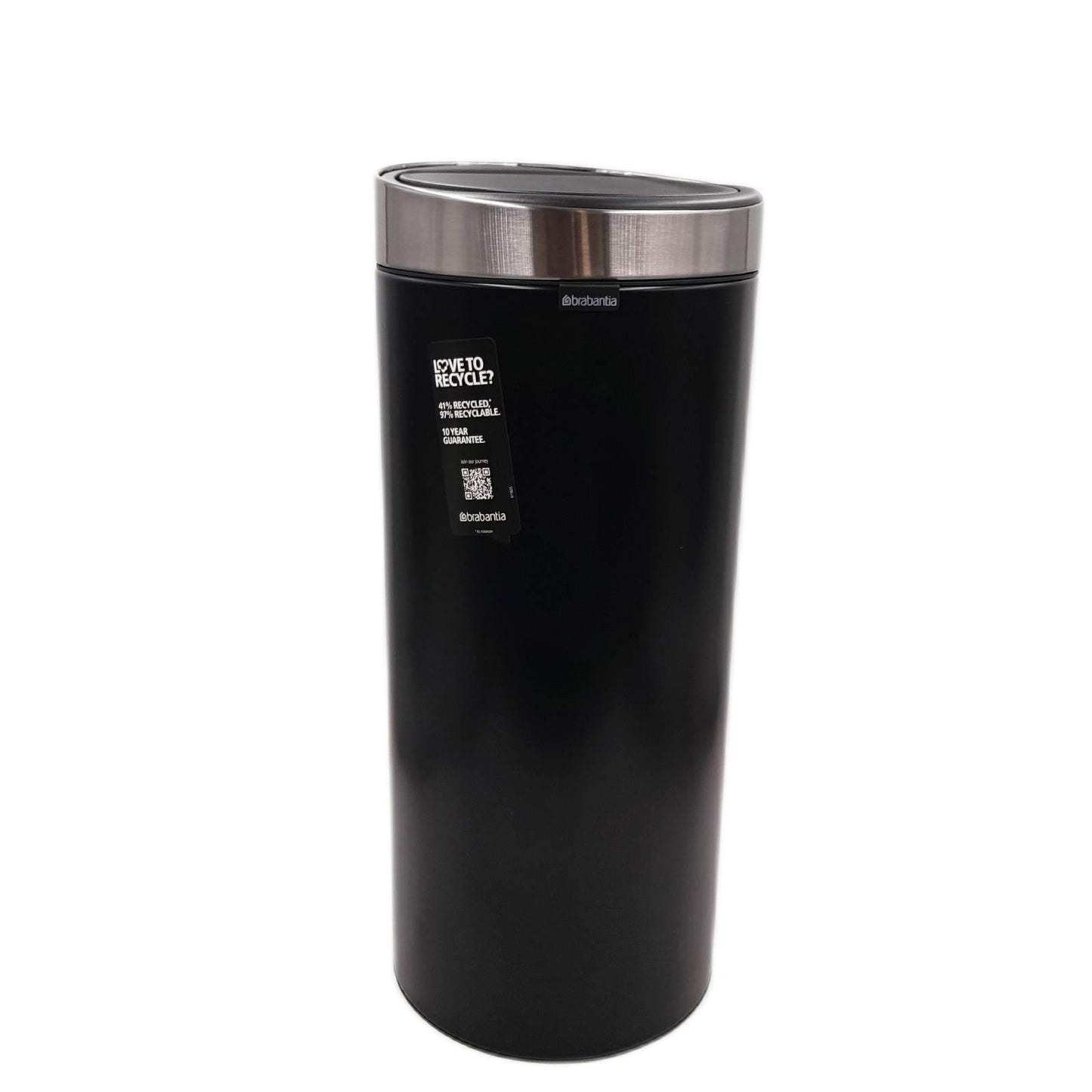 Brabantia Muelleimer Haushalt Touch Bin Unie 30L Matt Schwarz Fingerabdruckfrei Deck