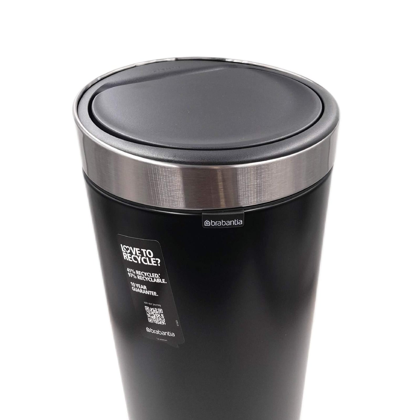 Brabantia Muelleimer Haushalt Touch Bin Unie 30L Matt Schwarz Fingerabdruckfrei Deck