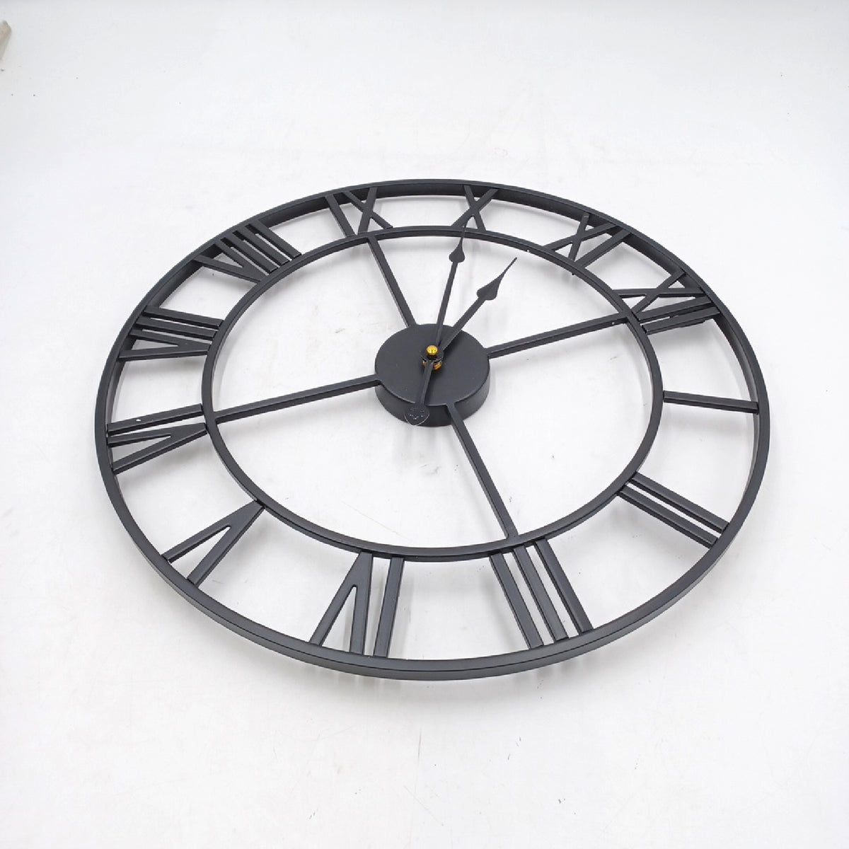 HAITANG große Wanduhr Vintage Stil schwarz Metall Uhrwerk defekt