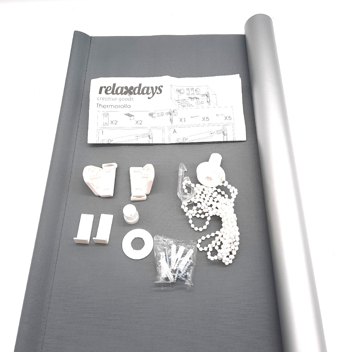 Relaxdays Verdunkelungsrollo  Hitzeschutz  Thermo Rollo Klemmfix  grau