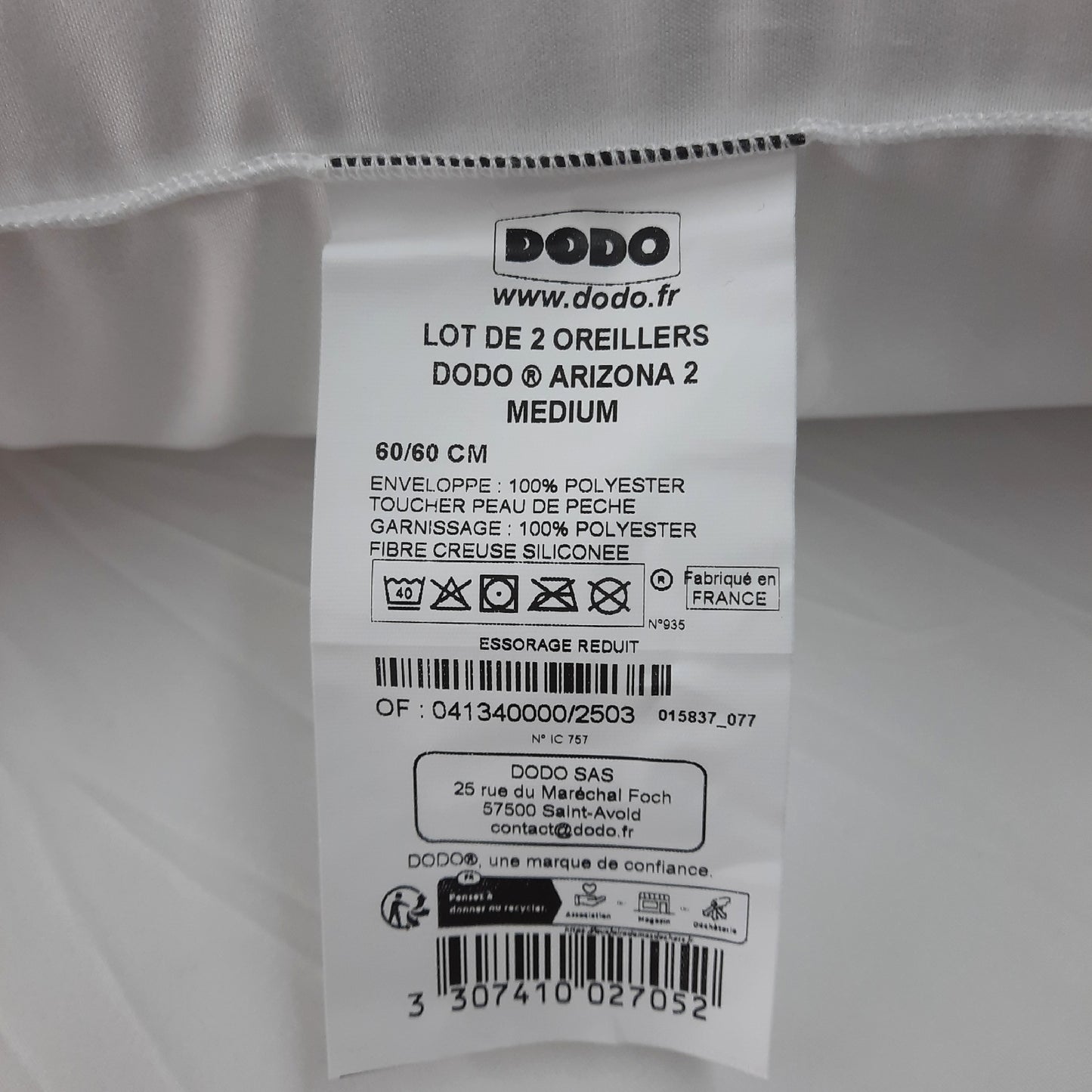 DODO 2er Set ultraweiche Kopfkissen 60x60 Kuscheliger Komfort 2 Arizona Kopfkissen