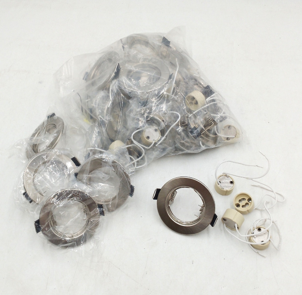 GU10 LED-Einbaustrahler, 24er-Pack, runder Rahmen aus gebürstetem Metall