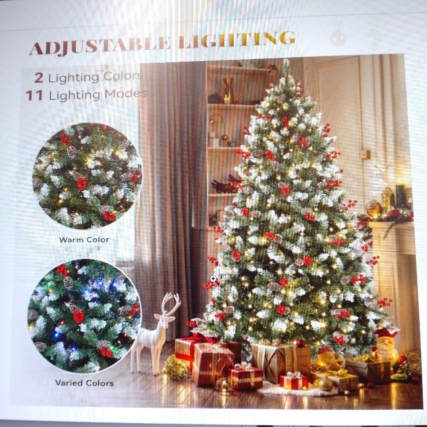 YITAHOME Weihnachtsbaum Dekoration 230cm Vorgeschmückt Schnee 550 LED L
