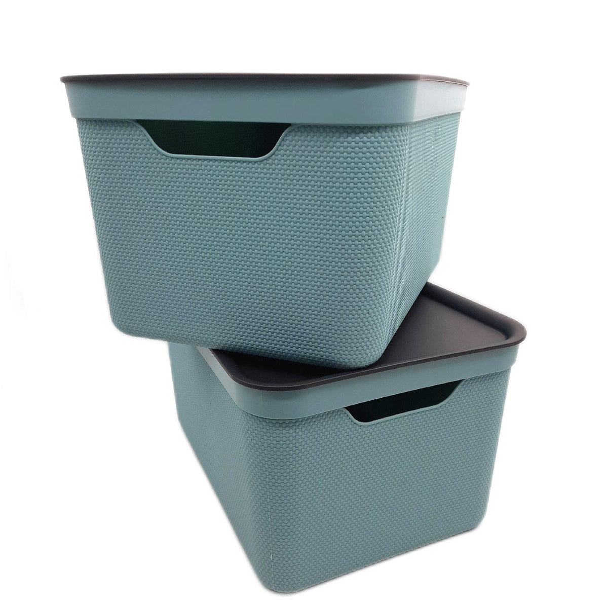 Jive Aufbewahrungsbox mit Deckel 16 L 3er-Set Stapelboxen mit Griff Türkis