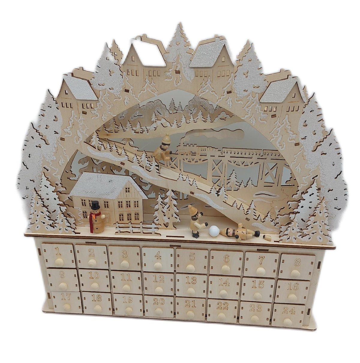 small foot Adventskalender Skivergnuegen Deko Weihnachten Holz LED mit leichten Beschäd