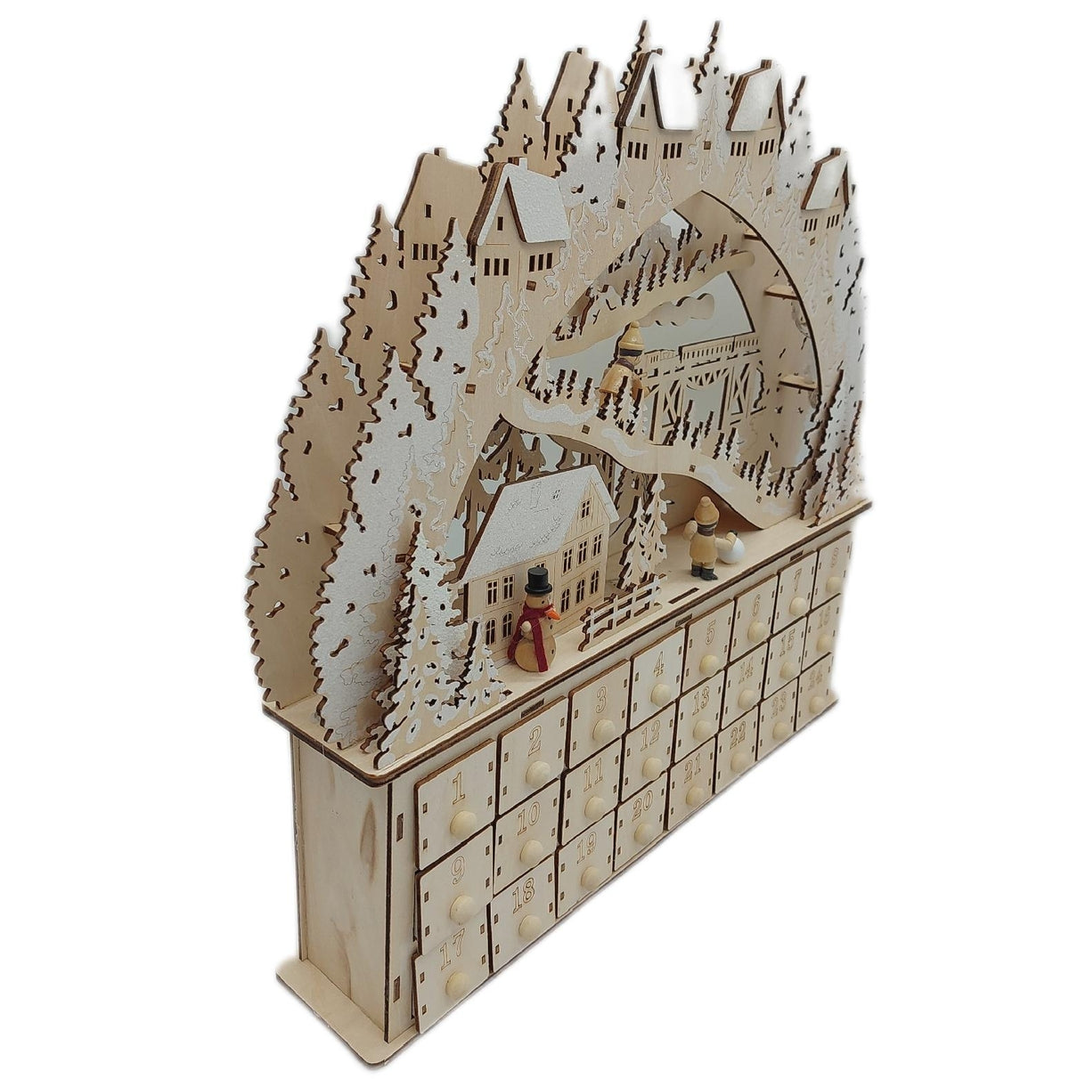 small foot Adventskalender Skivergnuegen Deko Weihnachten Holz LED mit leichten Beschäd