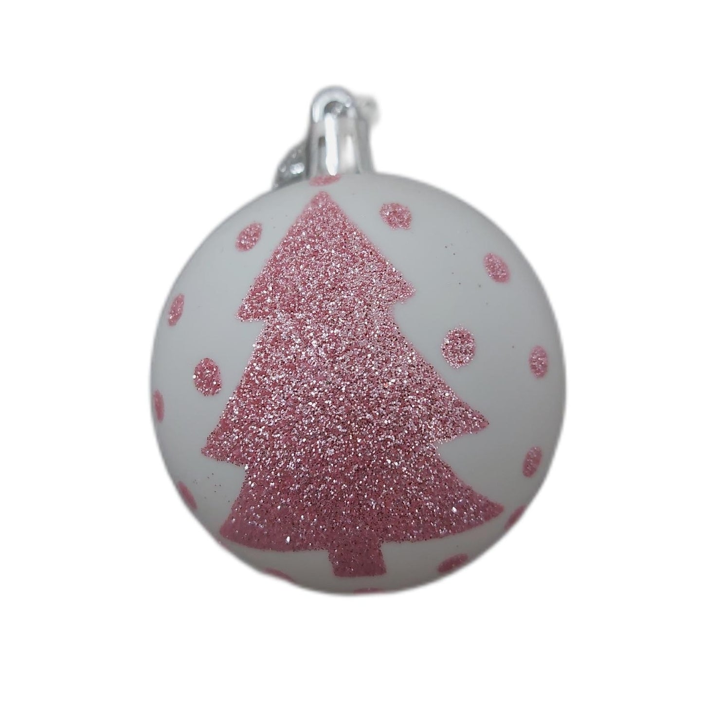 Ase Christbaumkugeln Weihnachtsdekoration 38 Stück Weiß Rosa Kunststoff 6 cm fest