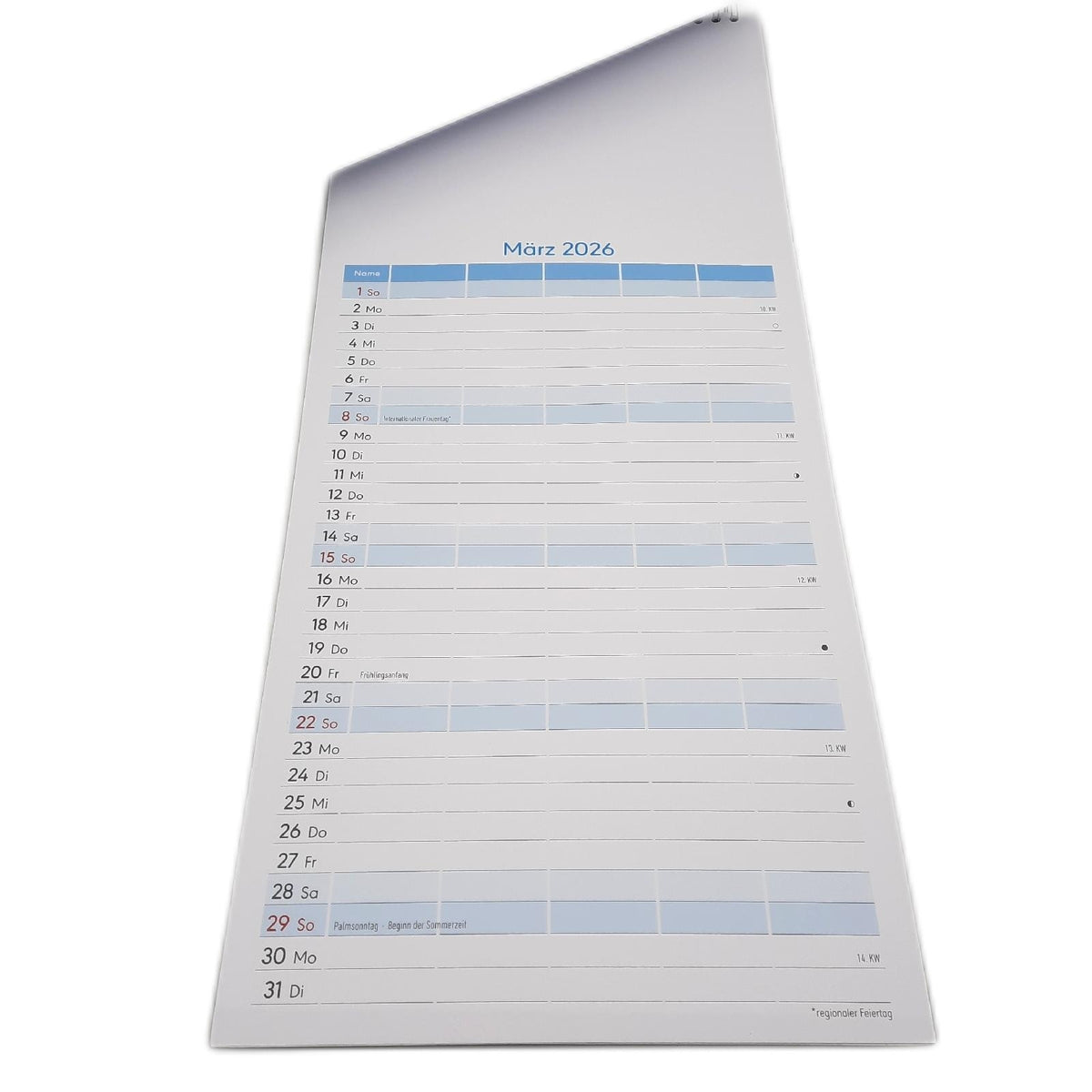 Alpha Edition - Kreativ-Kalender Familienplaner 2026 – Bastelkalender 19,5×45 cm mit 5 Spalten – individuell gestaltbar mit Foto, Zeichnung & Bastelideen – mit Notizplatz, inkl. Stickerbogen