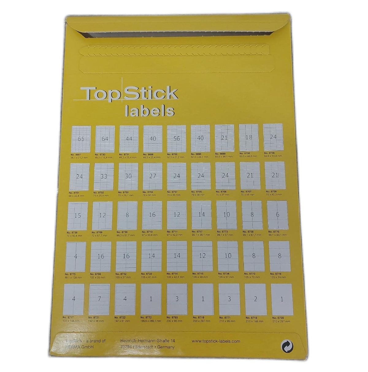 TopStick 8737 Universal Etiketten, 100 Blatt, 70 x 35 mm, 24 pro A4 Bogen, 2400 Stück, selbstklebend, bedruckbar, matt, blanko Papier Klebeetiketten Aufkleber, weiß