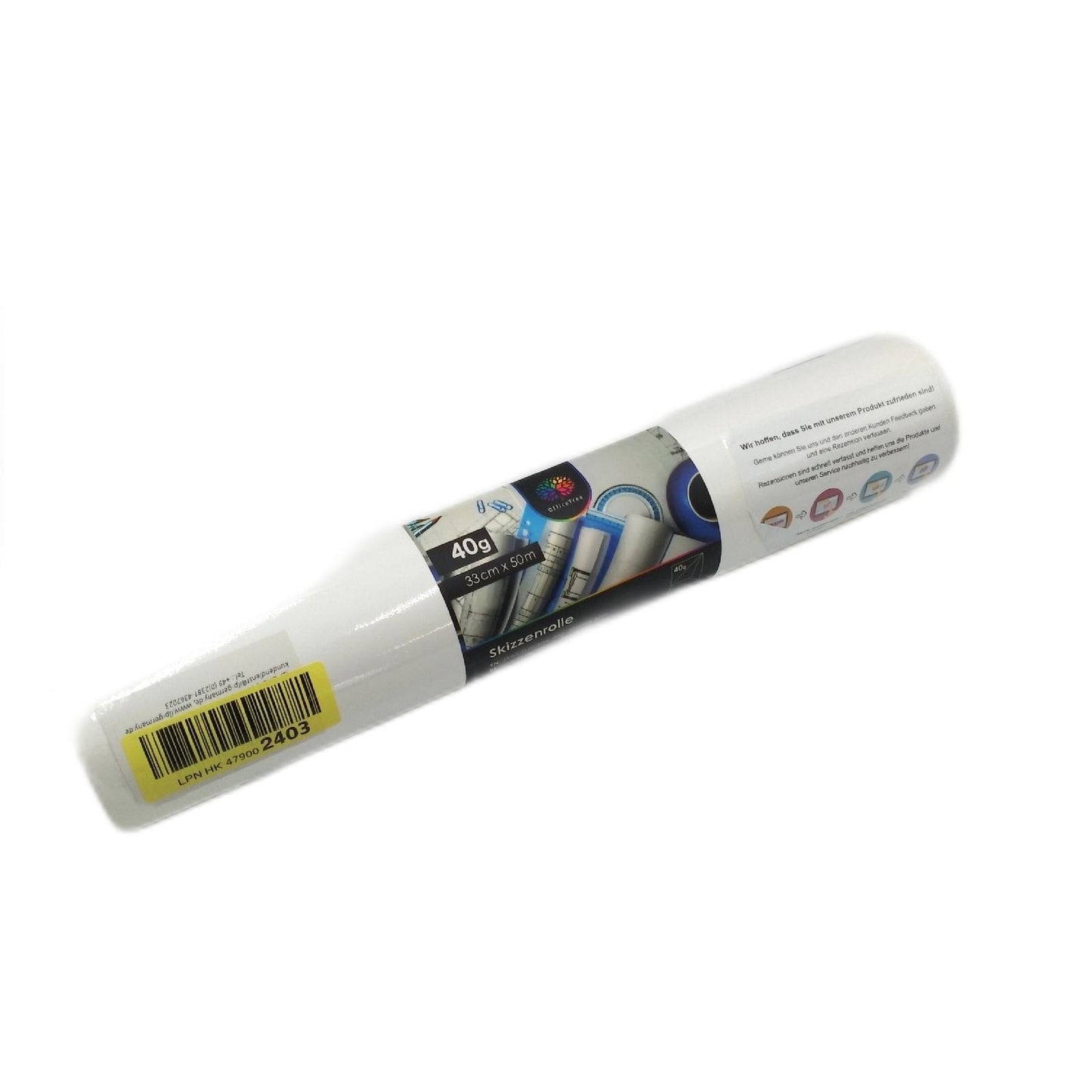 OfficeTree Transparentpapierrolle Skizzenpapierrolle 33cm breit 50 Meter Länge Zeichenpapier